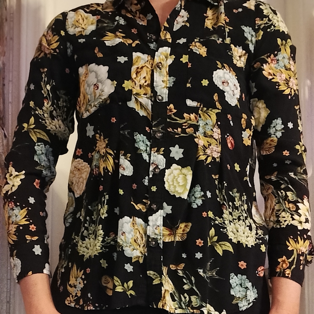 Floral Blouse with Ladybugs